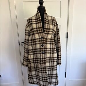 Isabel Marant Checkered Cape Coat in Black and Cream
